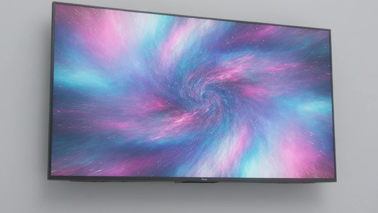 Illustration of an ultra-thin television on a wall bursting with vivid color