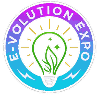 E-Volution Expo official logo — a lightbulb with a green leaf inside a cyan and magenta ring
