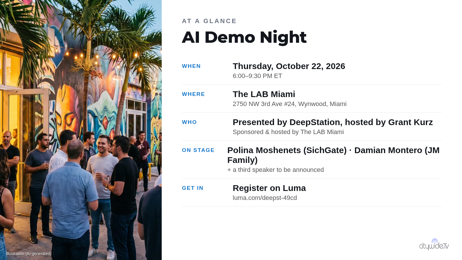 AI Demo Night at a glance: date, venue, hosts, speakers and registration