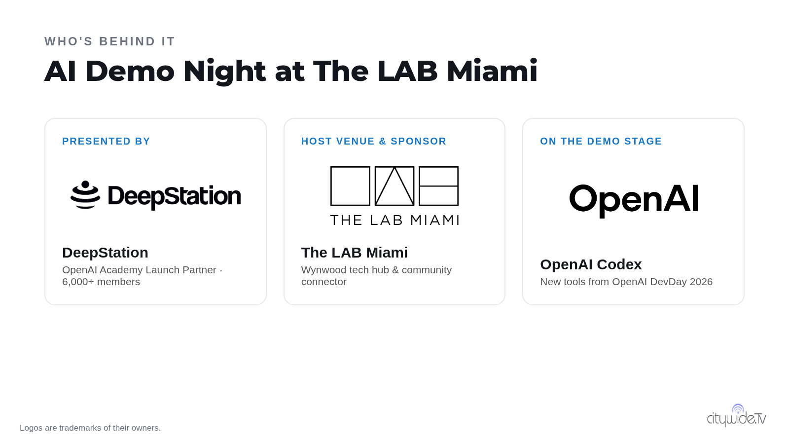 DeepStation, The LAB Miami and OpenAI logos
