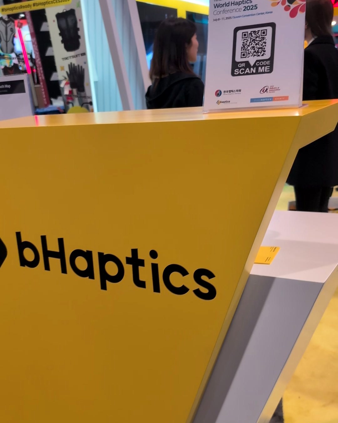 bHaptics logo on the booth counter at CES 2025