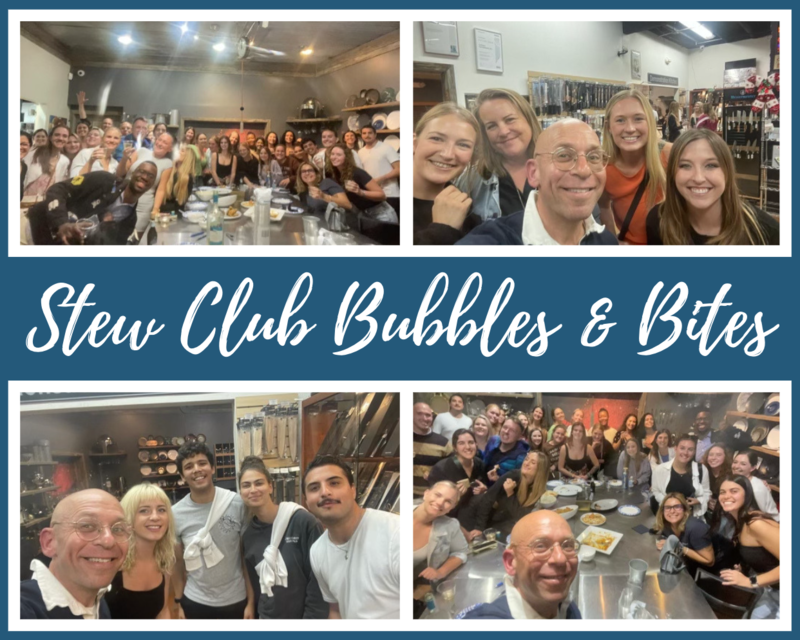 Photo collage of yacht stews at a Stew Club Bubbles and Bites night at Culinary Convenience