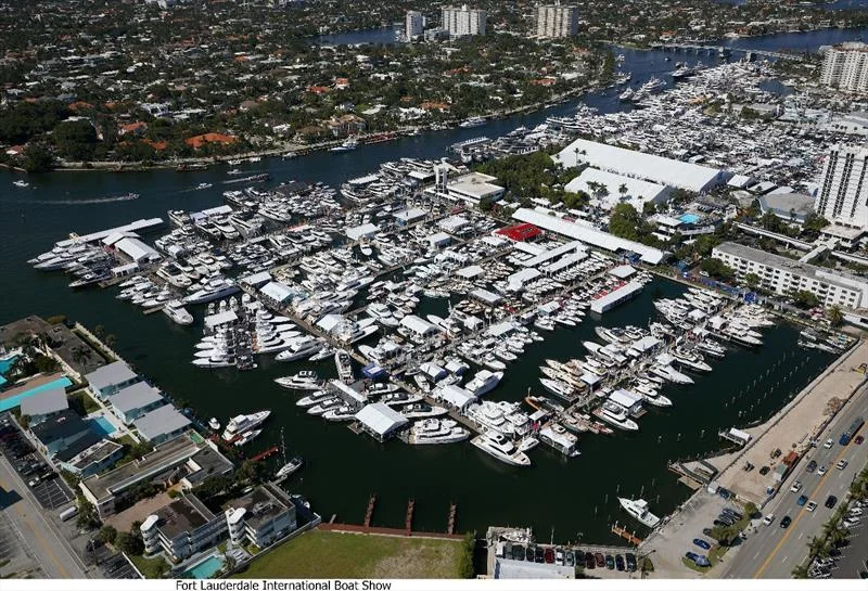 Aerial view of the Fort Lauderdale International Boat Show docks