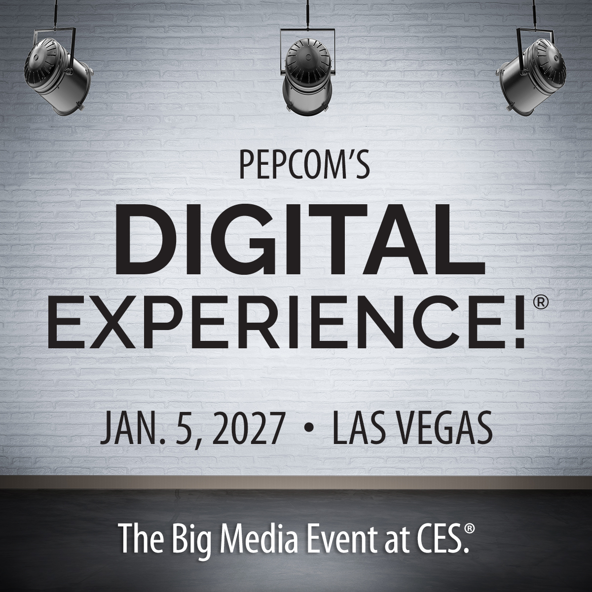 Official Pepcom Digital Experience CES 2027 event image reading Jan. 5, 2027, Las Vegas