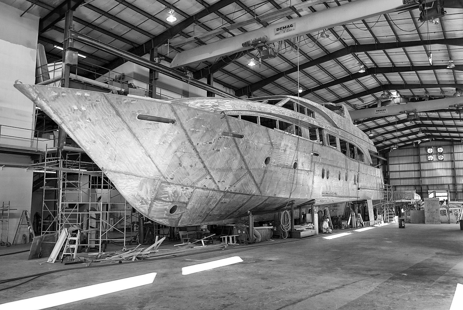 Motor yachts tied up at a South Florida marina yard