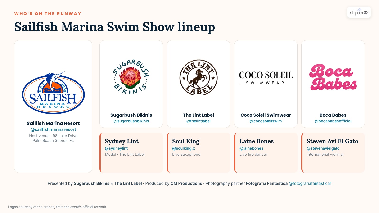 Sailfish Marina Swim Show 2026 lineup of designers and performers